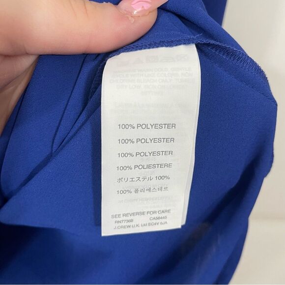 J. Crew Cobalt Blue Lightweight Split Neck Blouse - Picture 4 of 5